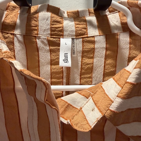 Glam Orange and White Striped Shirt - Picture 5 of 6